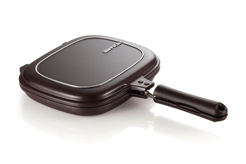 Happycall Titanium Nonstick Double Pan, Flip Pan, Square, Dishwasher Safe, PFOA-free, Brown - Image 1